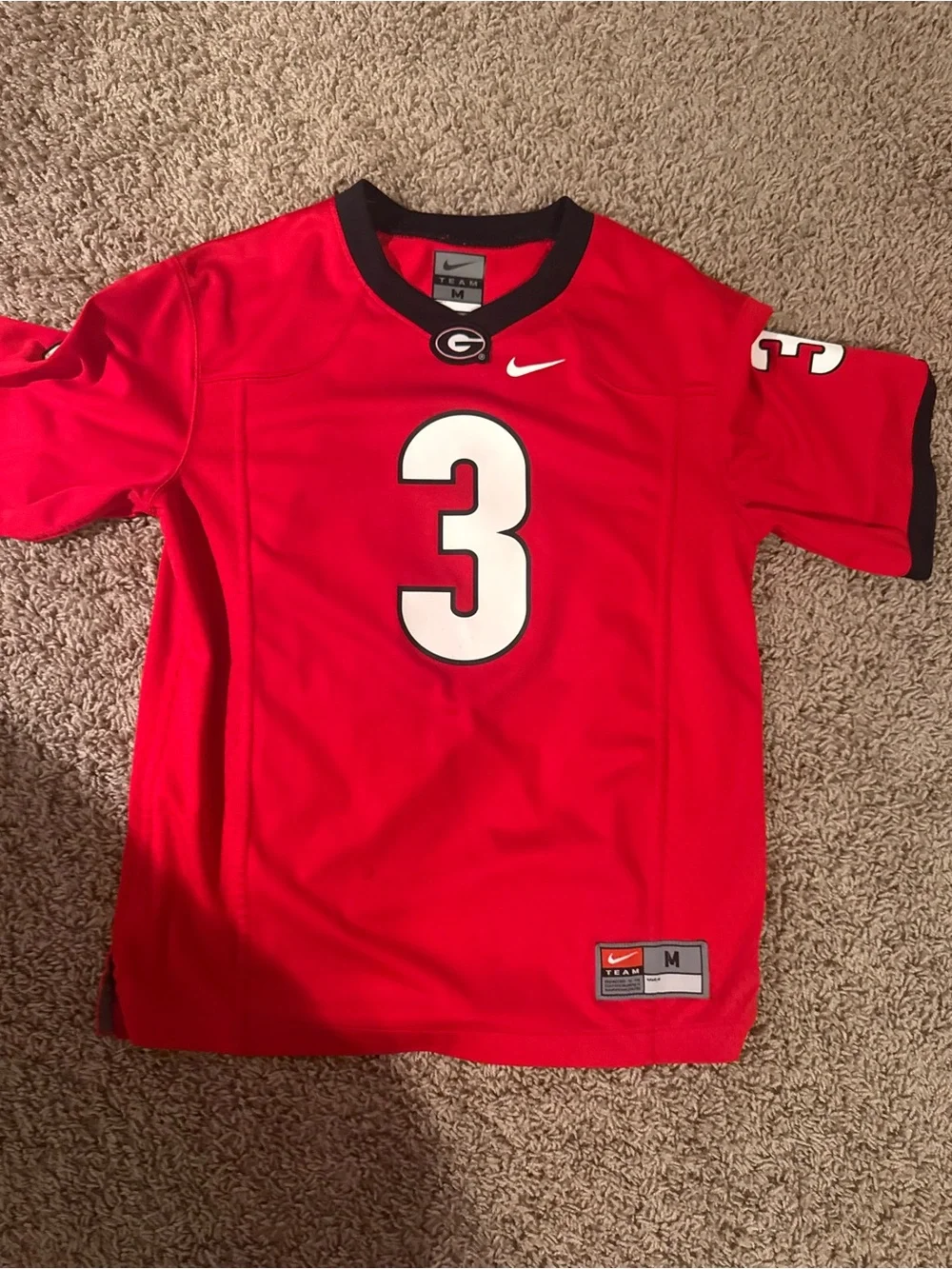Nike Red Football Jersey with White #3 and Black Trim